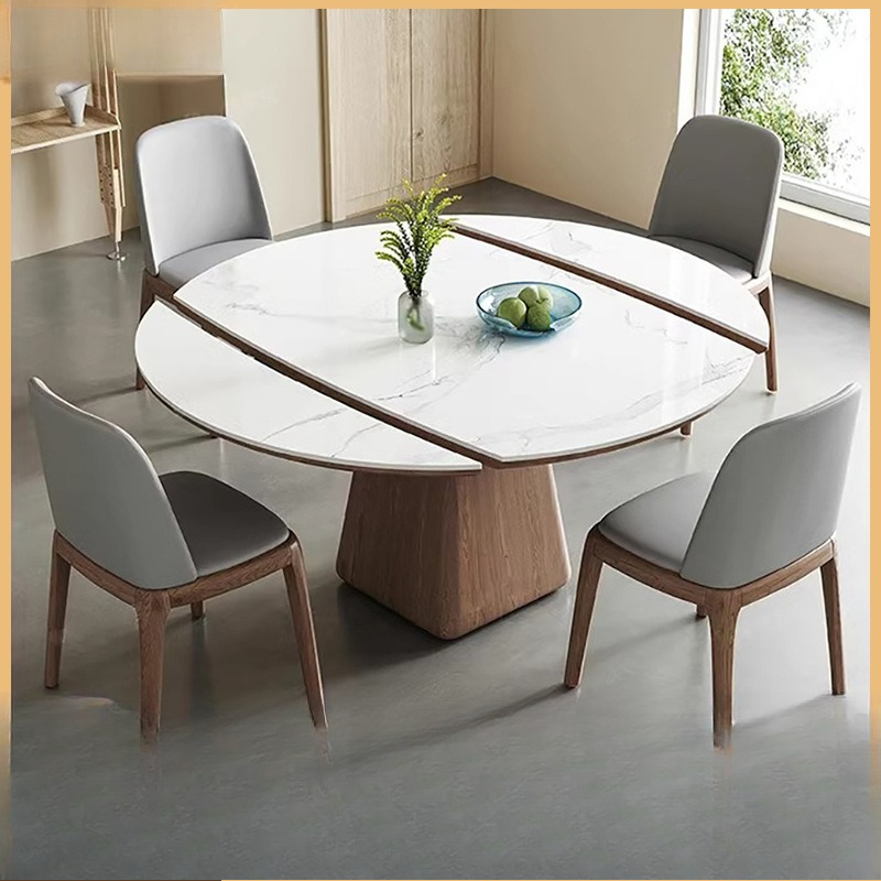 Outdoor Furniture Kids - Extendable Dining Table Round Industrial Slate