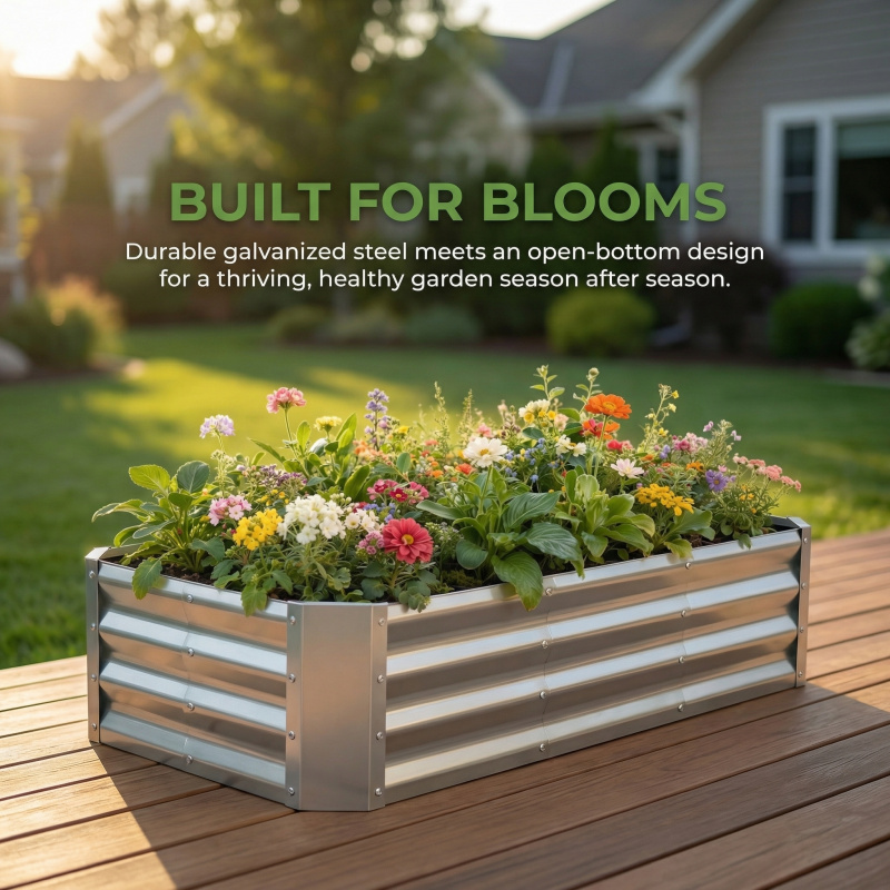 Garden Storage Box - Large Bottomless Galvanized Garden Planting Bed