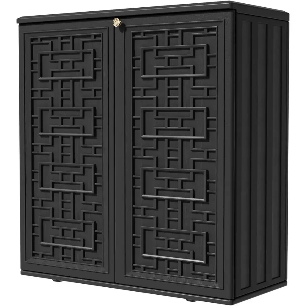 Garden Storage Box - Weatherproof Resin Outdoor Storage Cabinet, 62