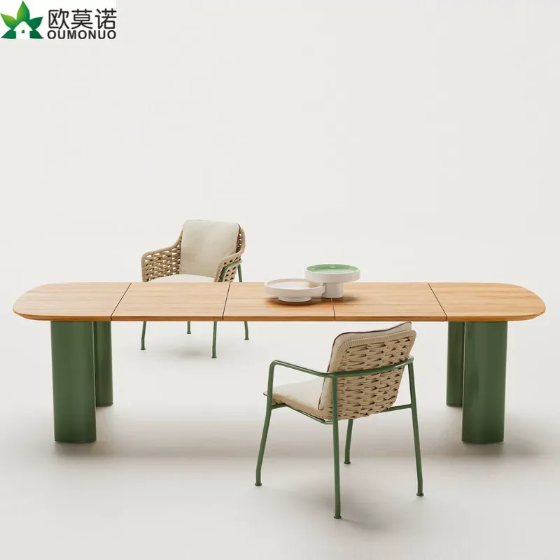 Outdoor Furniture For Cafe - Nordic Rattan Outdoor Dining Table Chair