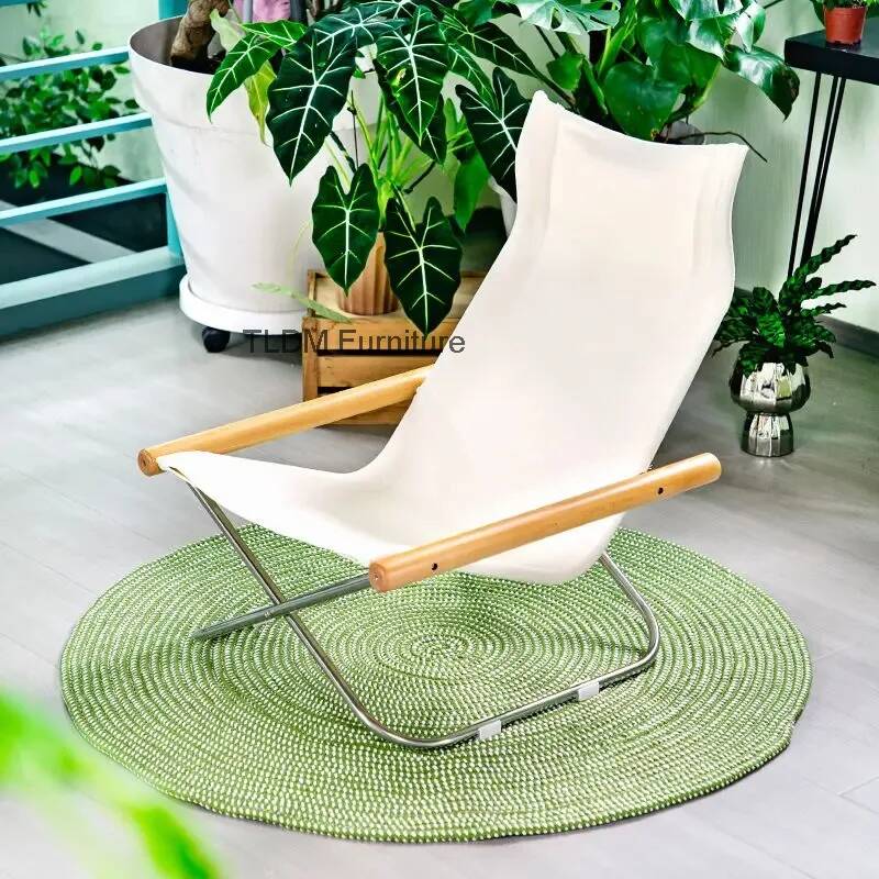 Outdoor Furniture Japanese Style - Zero-Setup Folding Canvas Lounge Chair Balcony