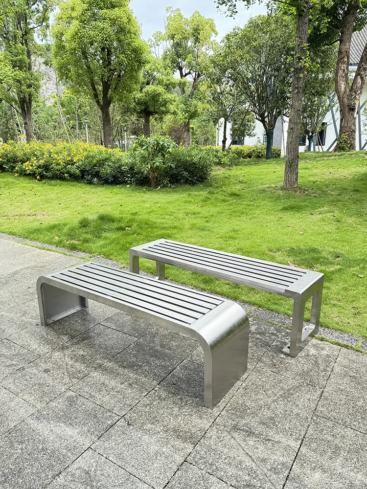 Garden Bench Metal - Stainless Steel Long Stool Outdoor Rest