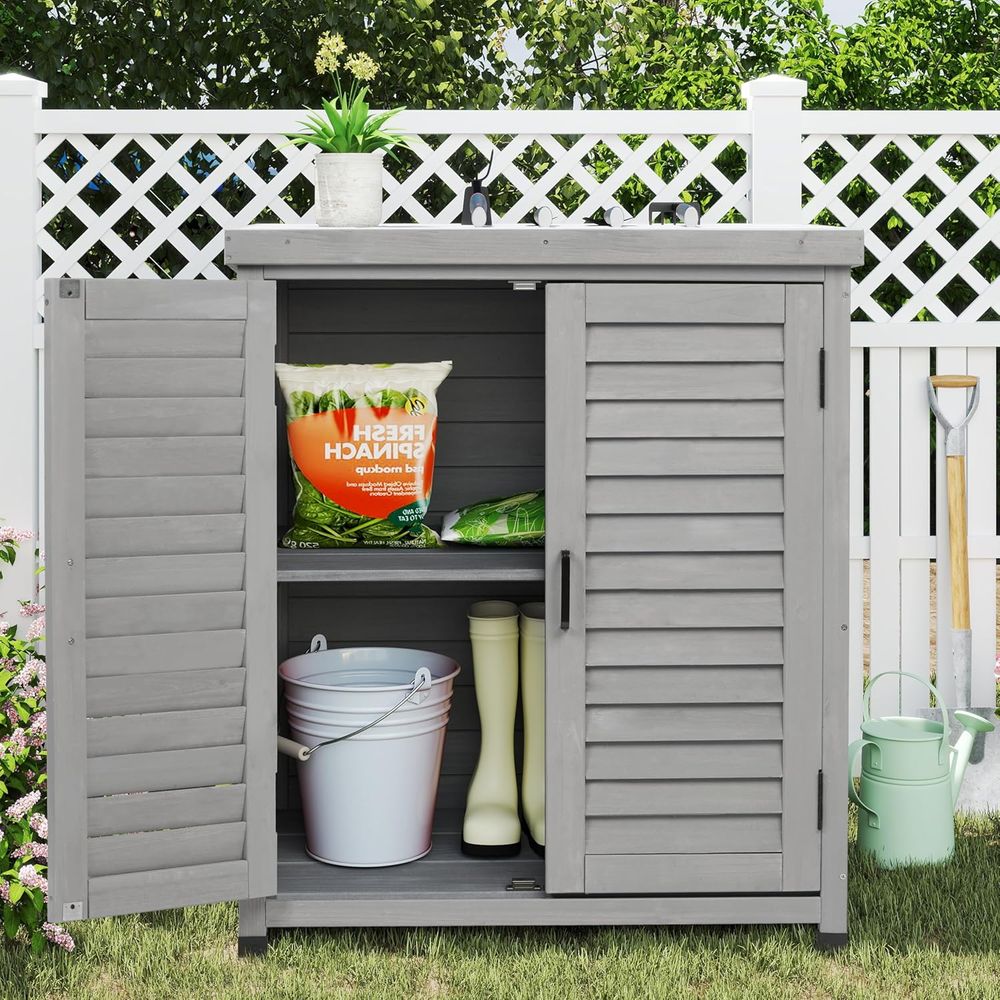 Outdoor Storage Cabinet & Pott - Garden Bench Metal ulasan dan harga
