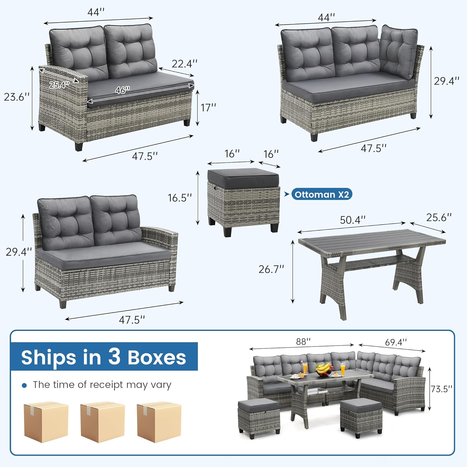 6 Piece Patio Furniture Set, D - Outdoor Furniture Ideas ulasan dan harga
