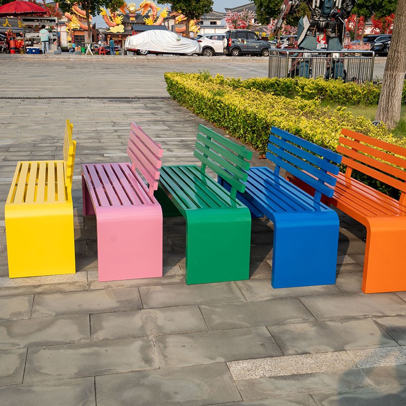Colorful Modern Outdoor Metal  - Garden Bench Metal ulasan dan harga