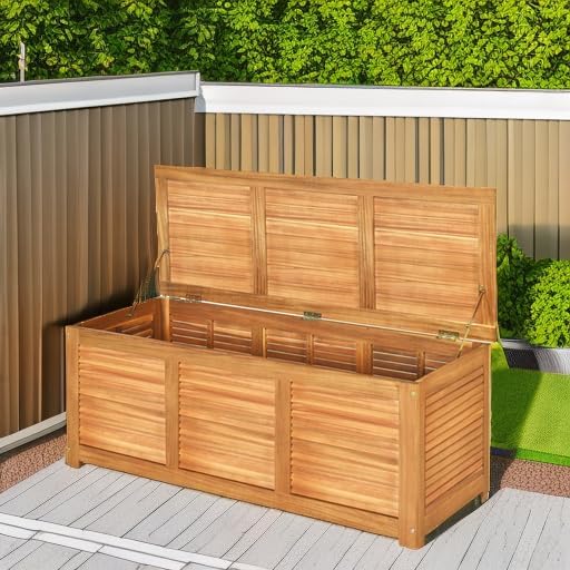Acacia Wood Deck Box, Large Pa - Garden Storage Box ulasan dan harga