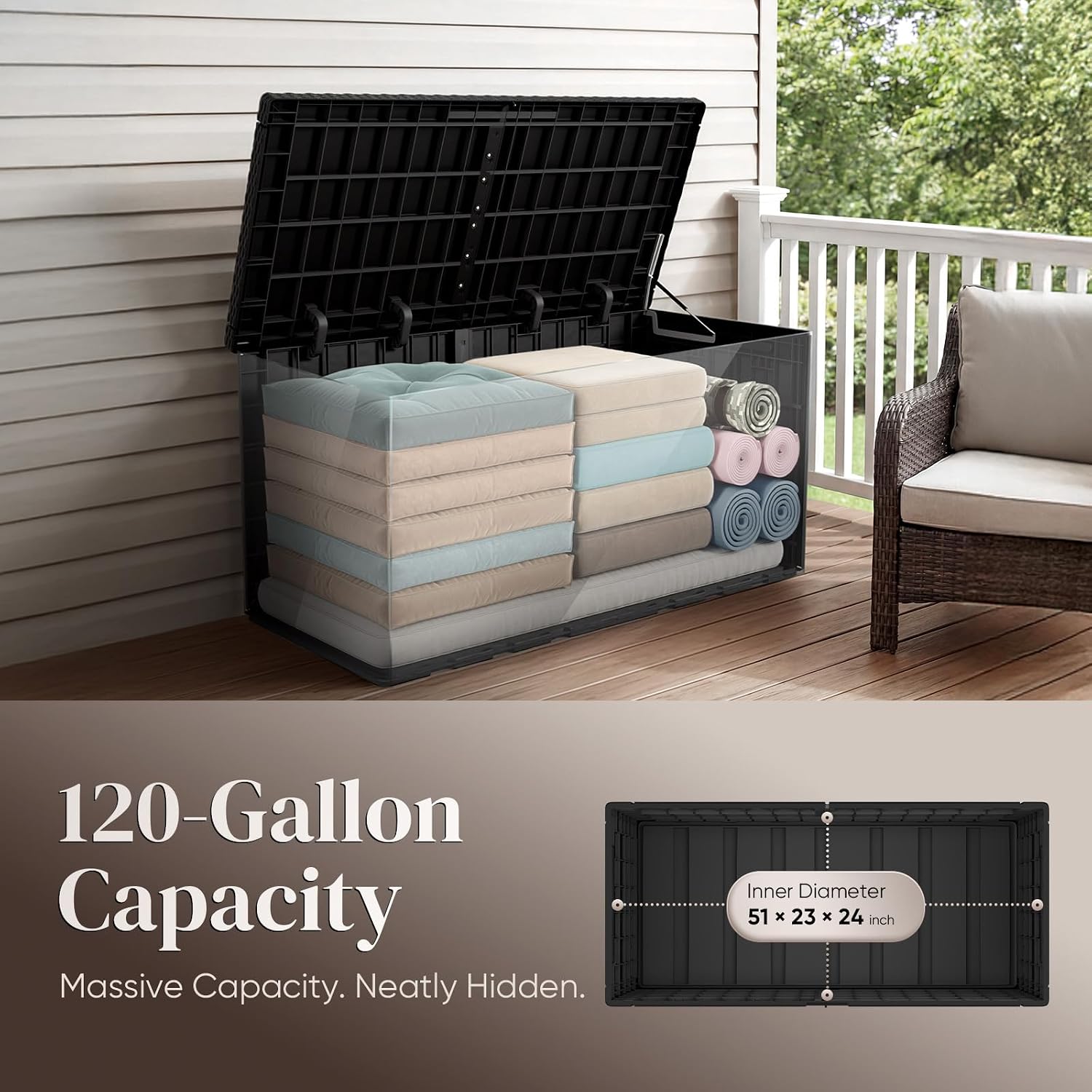 120 Gallon Large Outdoor Stora - Garden Storage Box ulasan dan harga