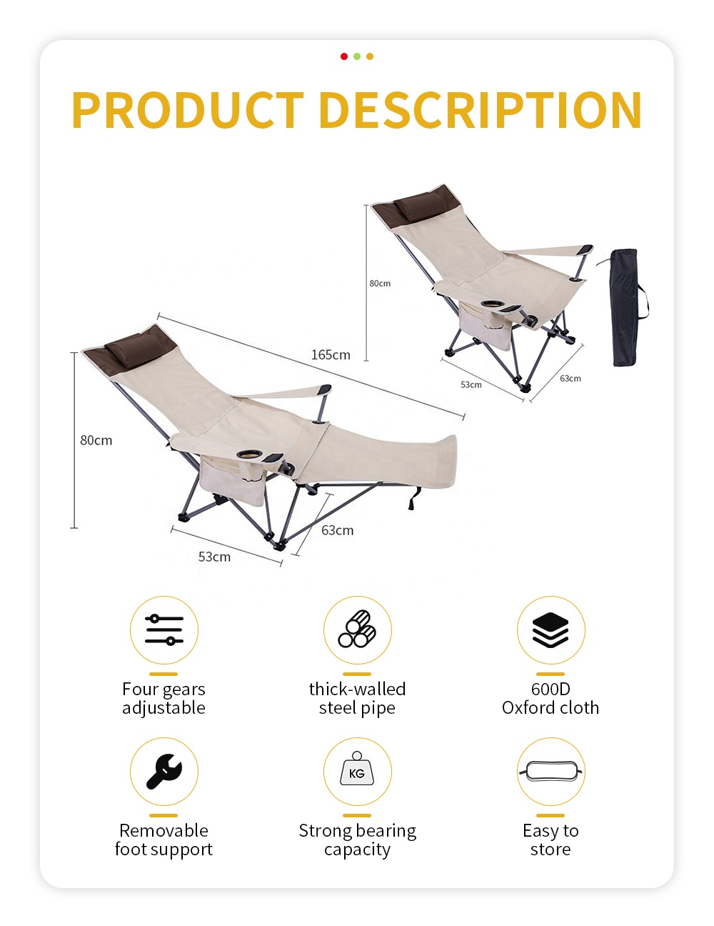 Portable Folding Reclining Cha - Outdoor Furniture Patio ulasan dan harga