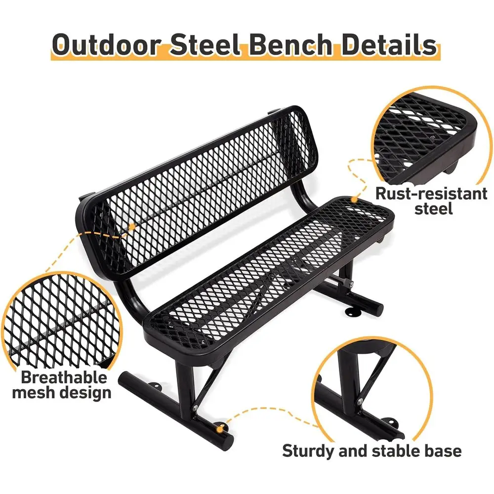 Heavy-Duty Outdoor Metal Bench - Garden Bench Metal ulasan dan harga