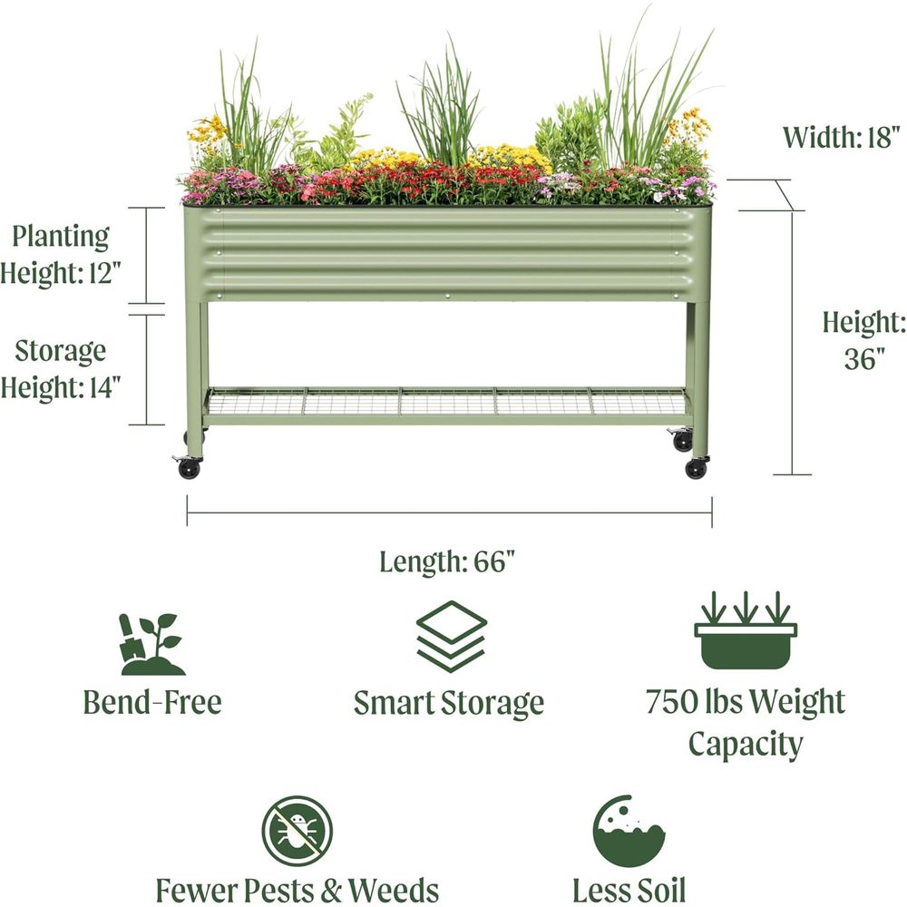 Elevated Slim Garden Bed, 1.5' - Garden Storage Box ulasan dan harga