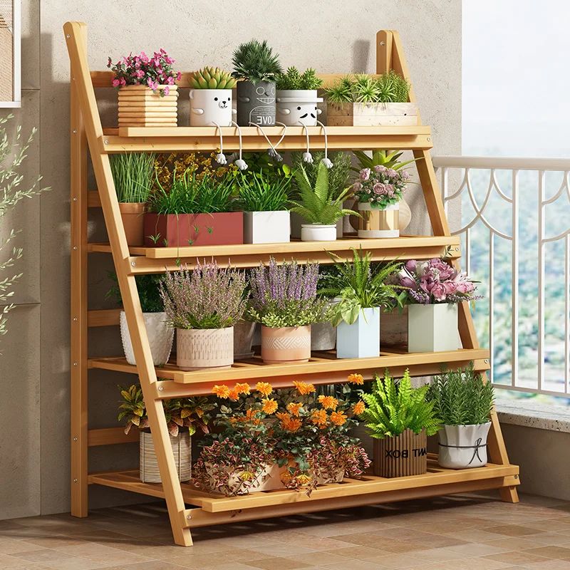 Solid Wood Flower Shelf Plant  - Outdoor Furniture Design ulasan dan harga