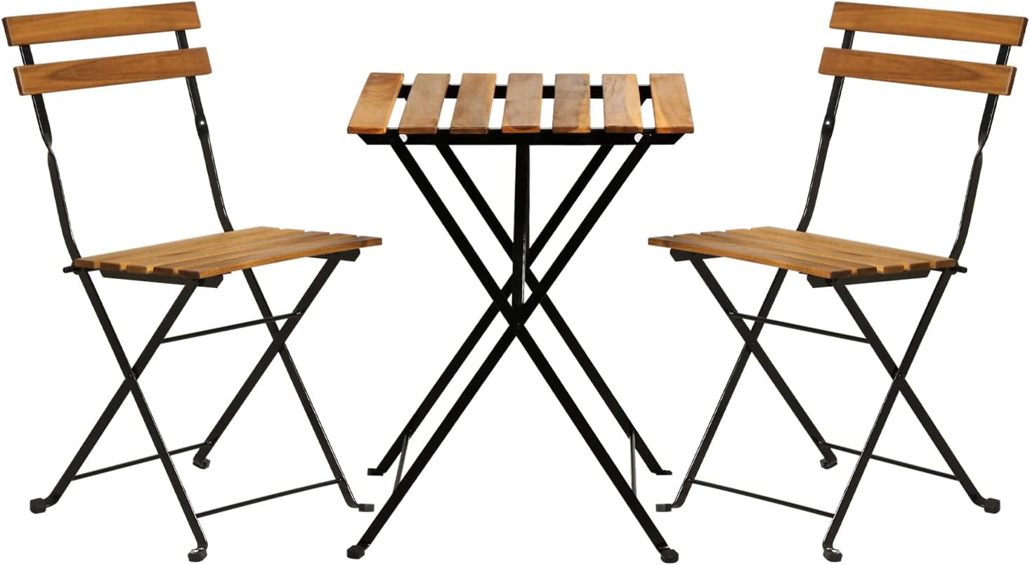 Natural wood 3-piece folding p - Outdoor Furniture Patio ulasan dan harga