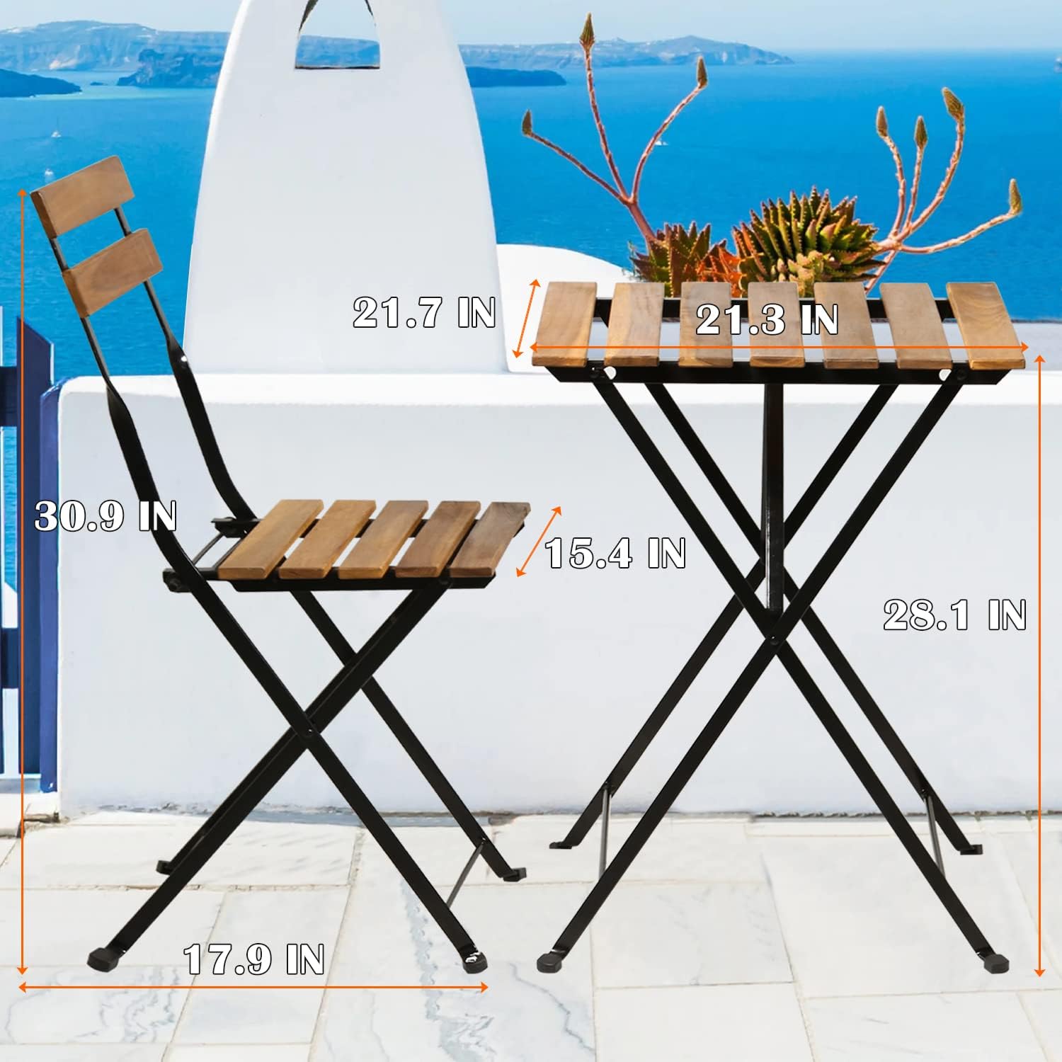 Natural wood 3-piece folding p - Outdoor Furniture Patio ulasan dan harga