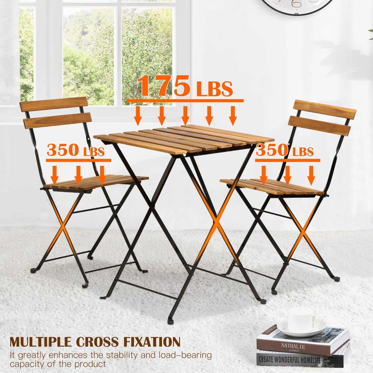 Natural wood 3-piece folding p - Outdoor Furniture Patio ulasan dan harga