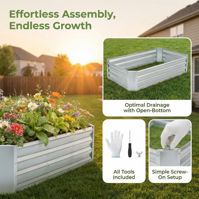 Large Bottomless Galvanized Ga - Garden Storage Box ulasan dan harga