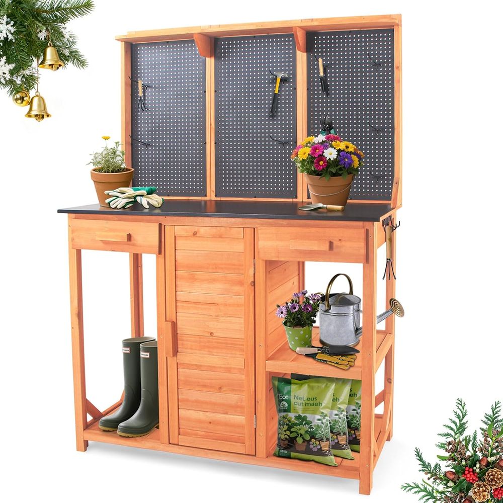 Wooden Garden Potting Bench wi - Garden Bench Metal ulasan dan harga