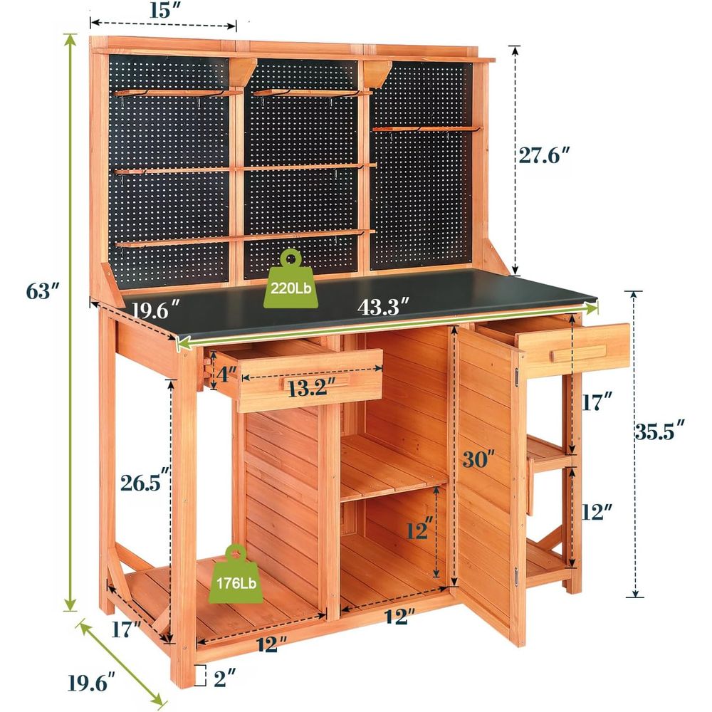Wooden Garden Potting Bench wi - Garden Bench Metal ulasan dan harga