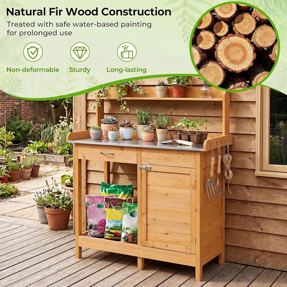 Outdoor Potting Bench Table Wo - Garden Bench Metal ulasan dan harga