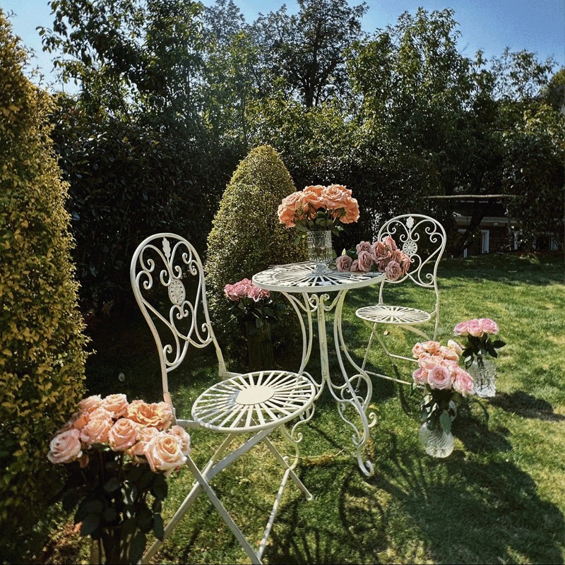French Vintage Iron Table and  - Outdoor Furniture For Cafe ulasan dan harga