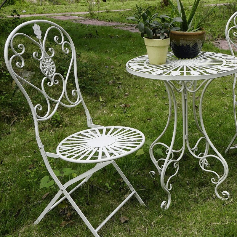 French Vintage Iron Table and  - Outdoor Furniture For Cafe ulasan dan harga