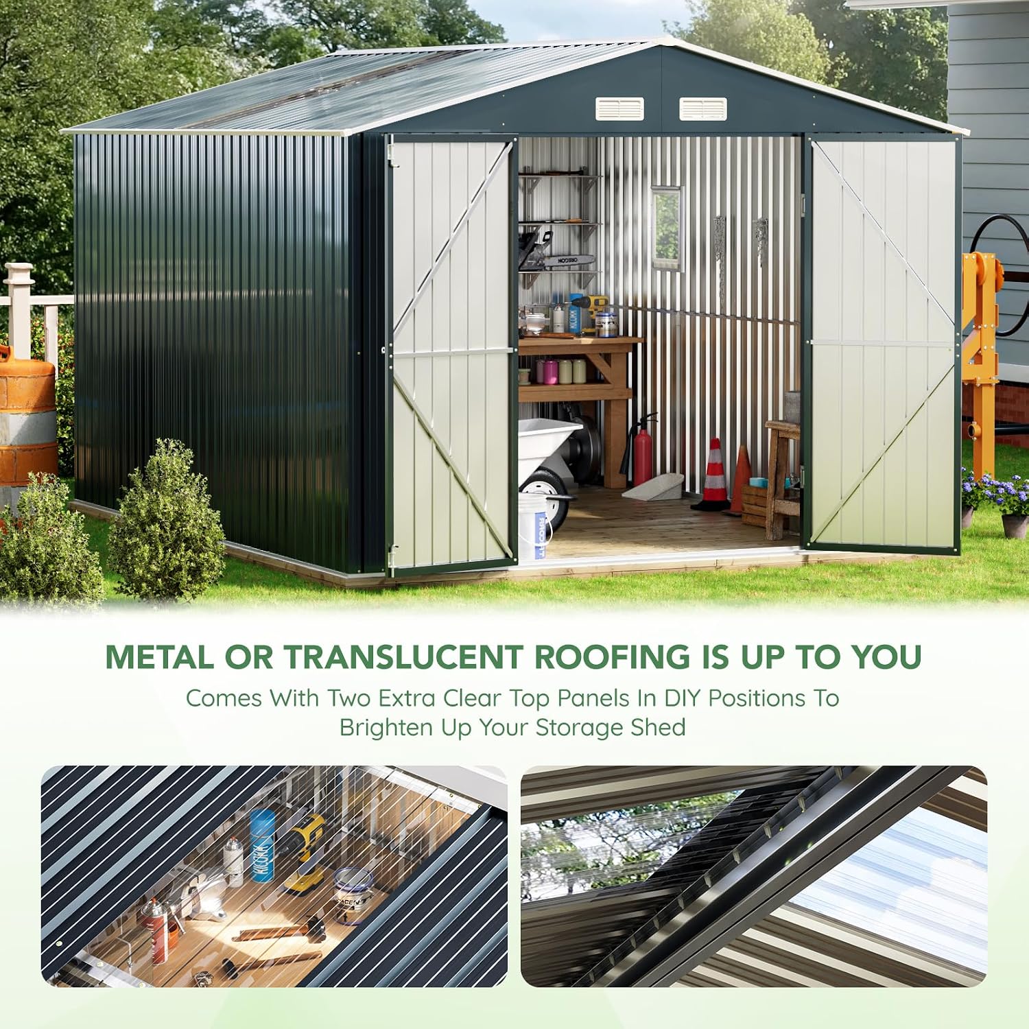 10x12X7.5FT Outdoor Steel Stor - Outdoor Furniture Patio ulasan dan harga