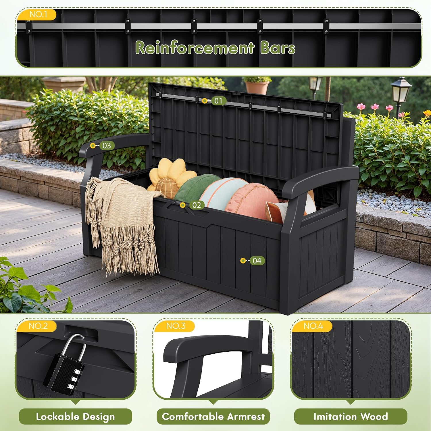 Indoor Outdoor Storage Box 80  - Garden Storage Box ulasan dan harga