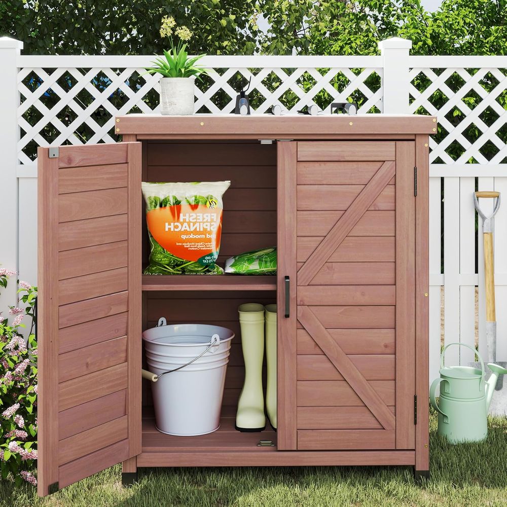 Outdoor Storage Cabinet & Pott - Garden Bench Metal ulasan dan harga