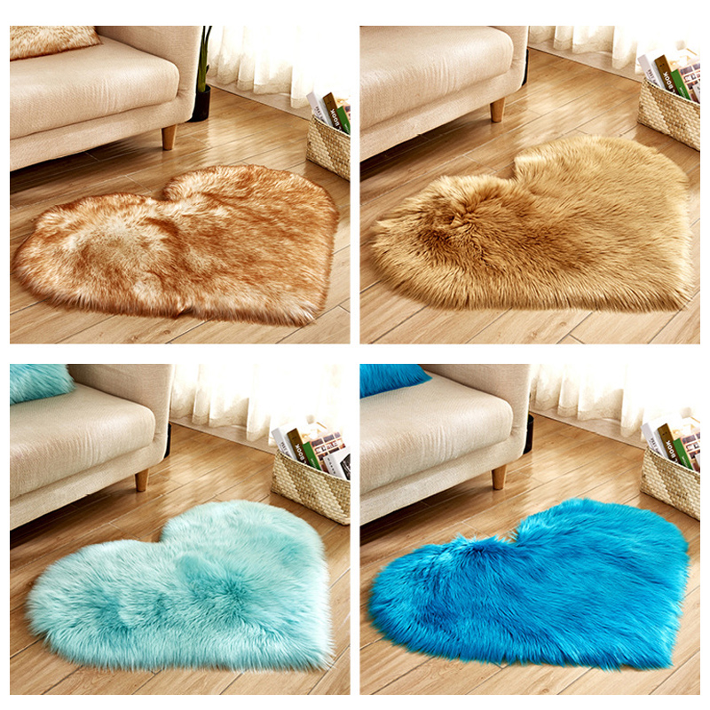 Furry Solid Color Heart Rug Be - Outdoor Furniture For Cafe ulasan dan harga